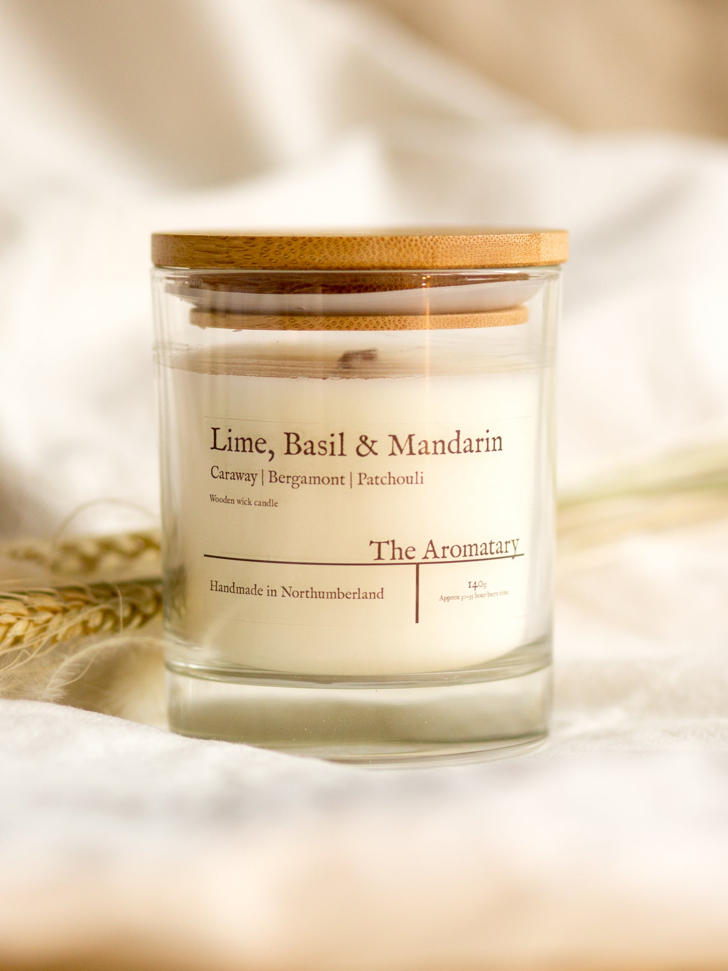 Lime, Basil & Mandarin classic wooden wick candle
