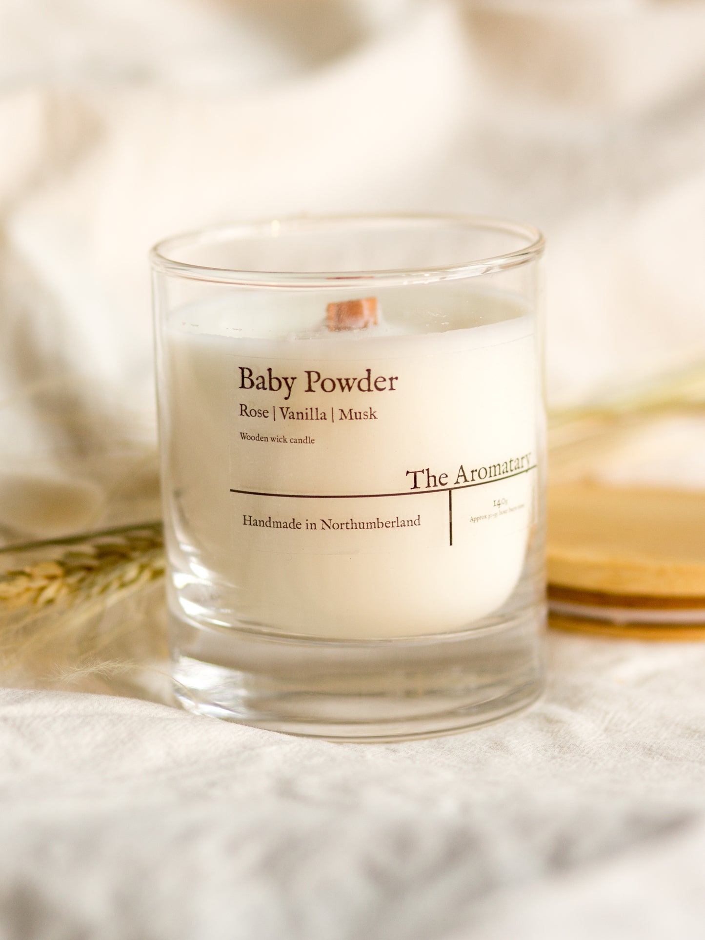 Baby Powder classic wooden wick candle